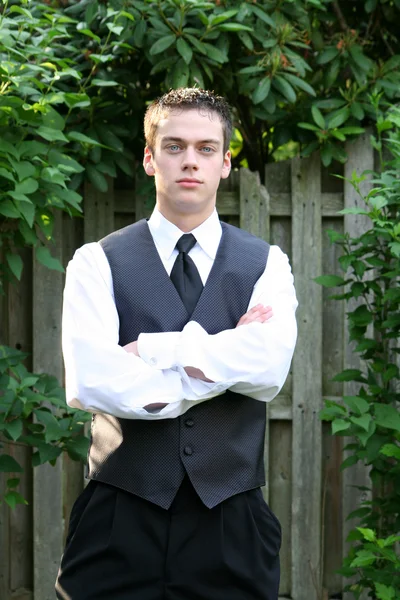Serious Prom Boy With Arms Folded — Stock Photo, Image
