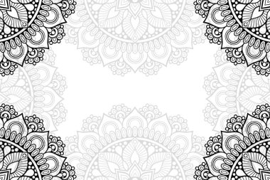 Beyaz bir arka plan üzerinde basit mandala seamless modeli. Oryantal yuvarlak süsleme. Halı, şal, duvar kağıdı, nakış için şablon.