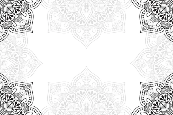 Patrón Sin Costuras Mandala Simple Sobre Fondo Blanco Ornamento Redondo — Vector de stock