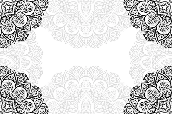 Seamless Pattern Simple Mandala White Background Oriental Ornament Template Carpet — Stock Vector