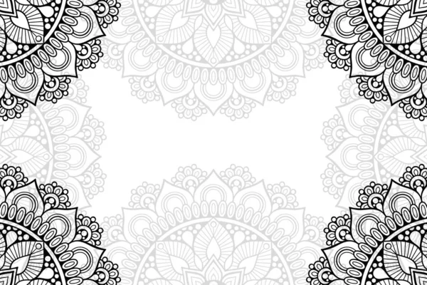 Padrão Sem Costura Mandala Simples Fundo Branco Ornamento Redondo Oriental —  Vetores de Stock