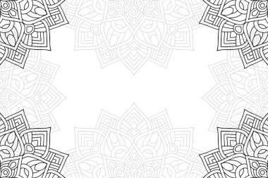 Beyaz bir arka plan üzerinde basit mandala seamless modeli. Oryantal yuvarlak süsleme. Halı, şal, duvar kağıdı, nakış için şablon.