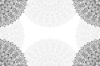 Beyaz bir arka plan üzerinde basit mandala seamless modeli. Oryantal yuvarlak süsleme. Halı, şal, duvar kağıdı, nakış için şablon.