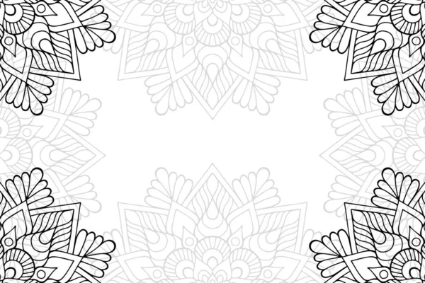 Nahtloses Muster Aus Einfachem Mandala Auf Weißem Hintergrund Orientalischer Rundschmuck — Stockvektor