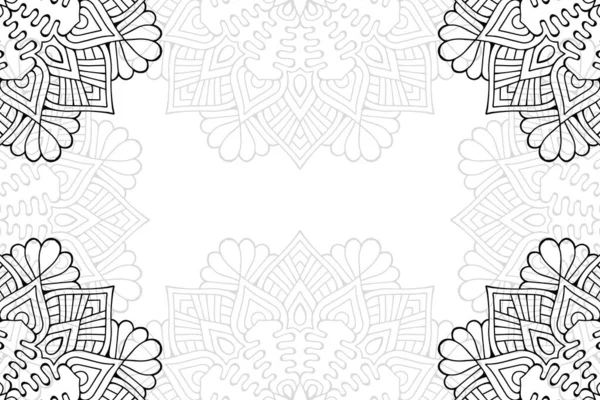 Padrão Sem Costura Mandala Simples Fundo Branco Ornamento Redondo Oriental — Vetor de Stock