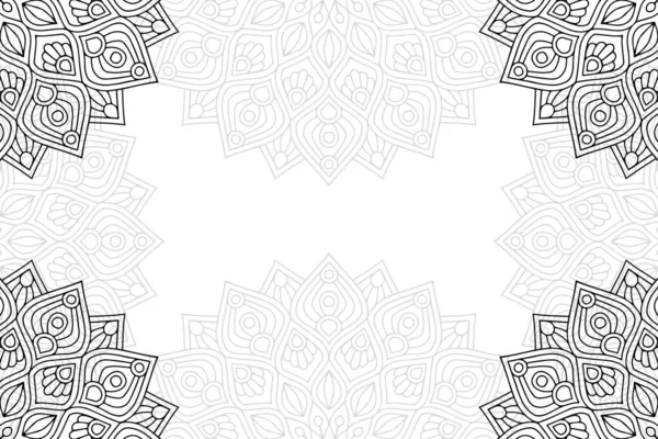 Modèle Sans Couture Mandala Simple Sur Fond Blanc Ornement Rond — Image vectorielle