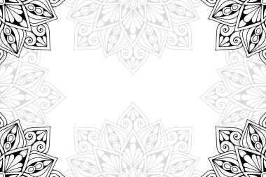 Beyaz bir arka plan üzerinde basit mandala seamless modeli. Oryantal yuvarlak süsleme. Halı, şal, duvar kağıdı, nakış için şablon.