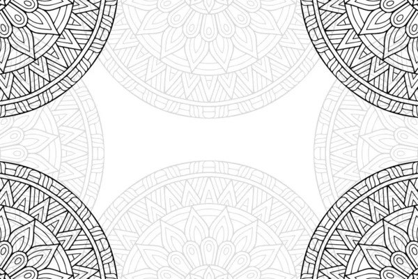 Varrat Nélküli Mintát Egyszerű Mandala Fehér Alapon Keleti Kerek Dísz — Stock Vector