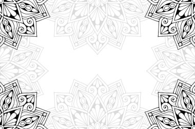 Beyaz bir arka plan üzerinde basit mandala seamless modeli. Oryantal yuvarlak süsleme. Halı, şal, duvar kağıdı, nakış için şablon.