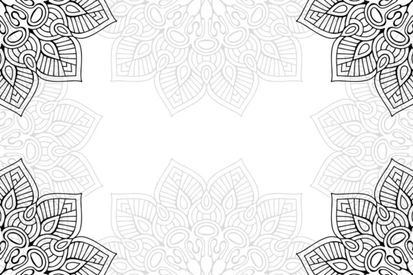 Patrón Sin Costuras Mandala Simple Sobre Fondo Blanco Ornamento Redondo — Vector de stock