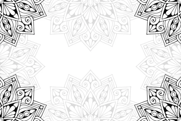 Seamless Pattern Simple Mandala White Background Oriental Ornament Template Carpet — Stock Vector