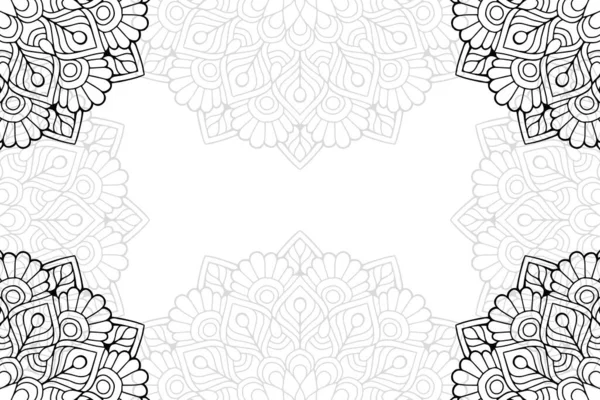 Wzór Prosty Mandali Białym Tle Orientalne Ornament Rundy Szablon Dywan — Wektor stockowy
