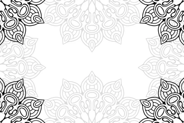 Nahtloses Muster Aus Einfachem Mandala Auf Weißem Hintergrund Orientalischer Rundschmuck — Stockvektor