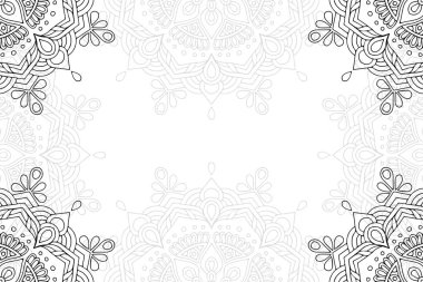 Beyaz bir arka plan üzerinde basit mandala seamless modeli. Oryantal yuvarlak süsleme. Halı, şal, duvar kağıdı, nakış için şablon.