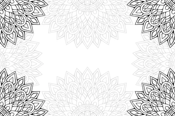 Padrão Sem Costura Mandala Simples Fundo Branco Ornamento Redondo Oriental — Vetor de Stock