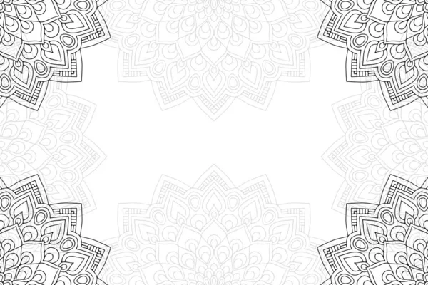 Modèle Sans Couture Mandala Simple Sur Fond Blanc Ornement Rond — Image vectorielle