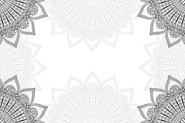 Beyaz bir arka plan üzerinde basit mandala seamless modeli. Oryantal yuvarlak süsleme. Halı, şal, duvar kağıdı, nakış için şablon.