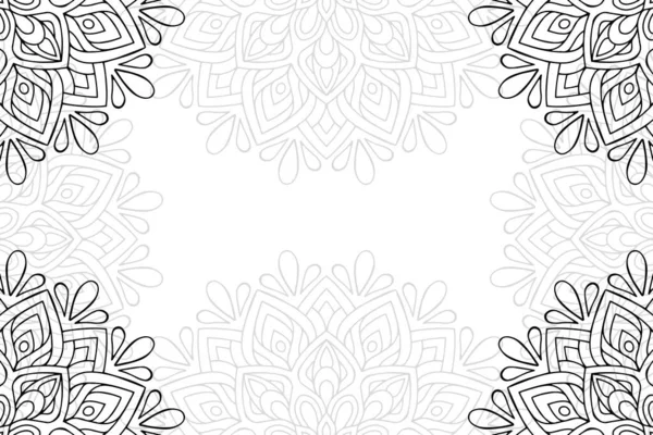 Padrão Sem Costura Mandala Simples Fundo Branco Ornamento Redondo Oriental —  Vetores de Stock