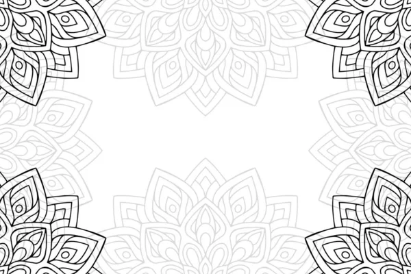 Padrão Sem Costura Mandala Simples Fundo Branco Ornamento Redondo Oriental —  Vetores de Stock