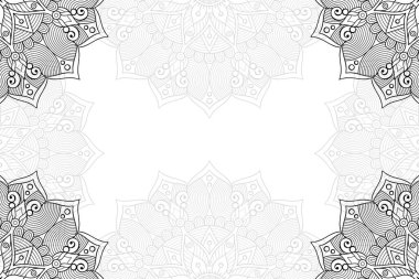 Beyaz bir arka plan üzerinde basit mandala seamless modeli. Oryantal yuvarlak süsleme. Halı, şal, duvar kağıdı, nakış için şablon.