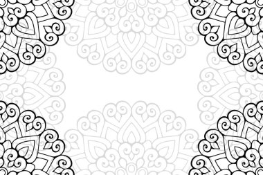 Beyaz bir arka plan üzerinde basit mandala seamless modeli. Oryantal yuvarlak süsleme. Halı, şal, duvar kağıdı, nakış için şablon.