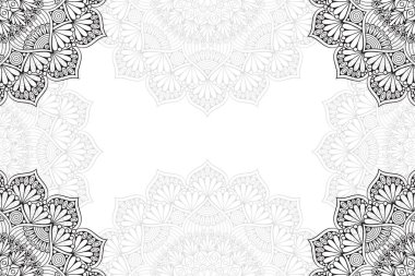 Beyaz bir arka plan üzerinde basit mandala seamless modeli. Oryantal yuvarlak süsleme. Halı, şal, duvar kağıdı, nakış için şablon.