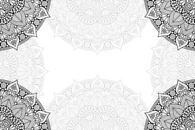 Beyaz bir arka plan üzerinde basit mandala seamless modeli. Oryantal yuvarlak süsleme. Halı, şal, duvar kağıdı, nakış için şablon.