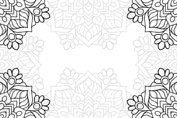 Бесшовный Рисунок Простой Мандалы Белом Фоне Восточный Круглый Орнамент Шаблон — стоковый вектор