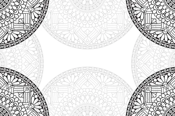 Безшовний Візерунок Простої Мандали Білому Тлі Східний Круглий Орнамент Шаблон — стоковий вектор