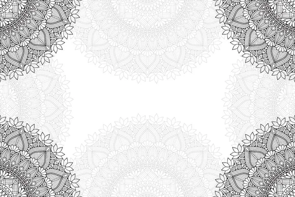 Patrón Sin Costuras Mandala Simple Sobre Fondo Blanco Ornamento Redondo — Vector de stock