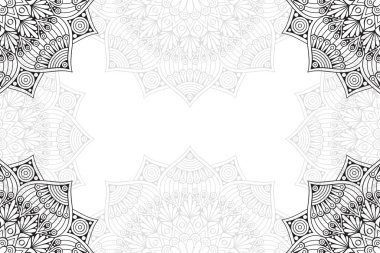 Beyaz bir arka plan üzerinde basit mandala seamless modeli. Oryantal yuvarlak süsleme. Halı, şal, duvar kağıdı, nakış için şablon.