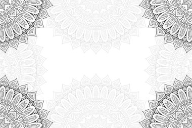 Beyaz bir arka plan üzerinde basit mandala seamless modeli. Oryantal yuvarlak süsleme. Halı, şal, duvar kağıdı, nakış için şablon.