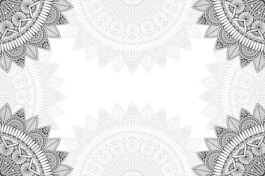 Beyaz bir arka plan üzerinde basit mandala seamless modeli. Oryantal yuvarlak süsleme. Halı, şal, duvar kağıdı, nakış için şablon.