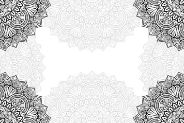 Beyaz bir arka plan üzerinde basit mandala seamless modeli. Oryantal yuvarlak süsleme. Halı, şal, duvar kağıdı, nakış için şablon.