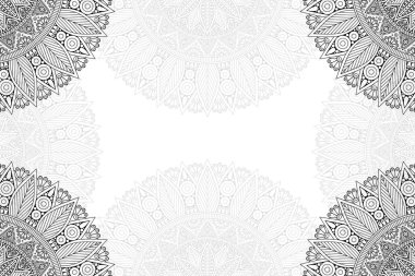 Beyaz bir arka plan üzerinde basit mandala seamless modeli. Oryantal yuvarlak süsleme. Halı, şal, duvar kağıdı, nakış için şablon.