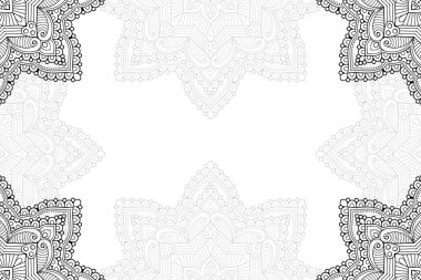 Beyaz bir arka plan üzerinde basit mandala seamless modeli. Oryantal yuvarlak süsleme. Halı, şal, duvar kağıdı, nakış için şablon.