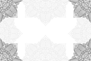 Beyaz bir arka plan üzerinde basit mandala seamless modeli. Oryantal yuvarlak süsleme. Halı, şal, duvar kağıdı, nakış için şablon.