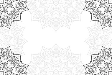 Beyaz bir arka plan üzerinde basit mandala seamless modeli. Oryantal yuvarlak süsleme. Halı, şal, duvar kağıdı, nakış için şablon.