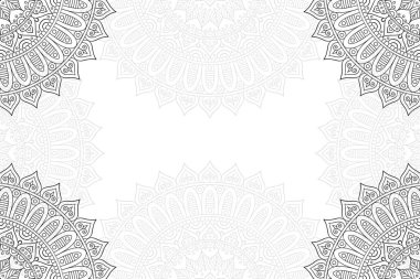 Beyaz bir arka plan üzerinde basit mandala seamless modeli. Oryantal yuvarlak süsleme. Halı, şal, duvar kağıdı, nakış için şablon.