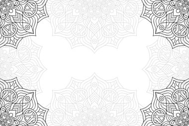 Beyaz bir arka plan üzerinde basit mandala seamless modeli. Oryantal yuvarlak süsleme. Halı, şal, duvar kağıdı, nakış için şablon.