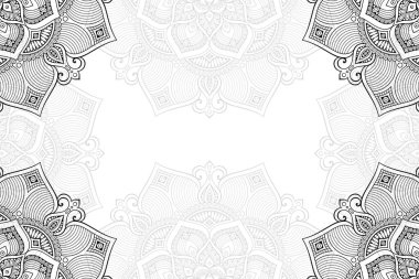 Beyaz bir arka plan üzerinde basit mandala seamless modeli. Oryantal yuvarlak süsleme. Halı, şal, duvar kağıdı, nakış için şablon.