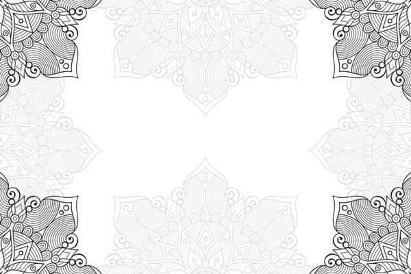 Patrón Sin Costuras Mandala Simple Sobre Fondo Blanco Ornamento Redondo — Vector de stock