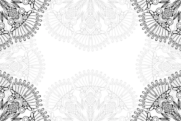 Modèle Sans Couture Mandala Simple Sur Fond Blanc Ornement Rond — Image vectorielle