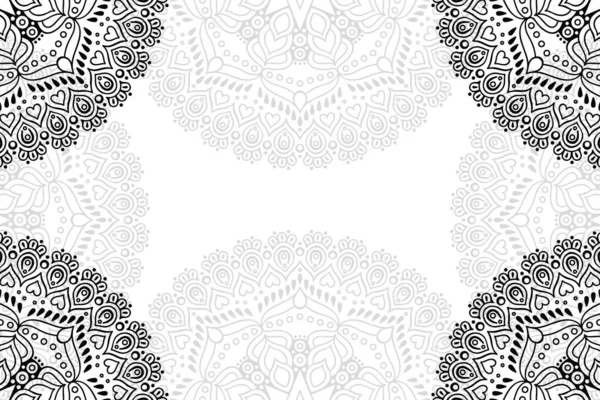 Modèle Sans Couture Mandala Simple Sur Fond Blanc Ornement Rond — Image vectorielle