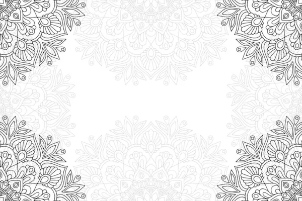 Padrão Sem Costura Mandala Simples Fundo Branco Ornamento Redondo Oriental — Vetor de Stock