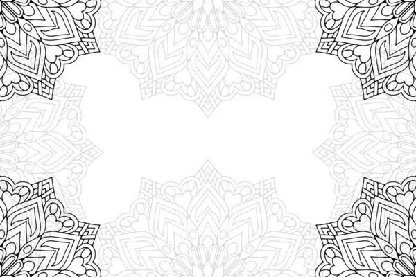 Patrón Sin Costuras Mandala Simple Sobre Fondo Blanco Ornamento Redondo — Vector de stock