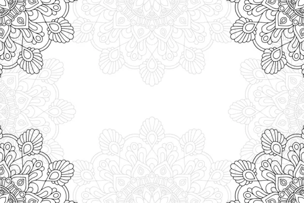 Padrão Sem Costura Mandala Simples Fundo Branco Ornamento Redondo Oriental — Vetor de Stock