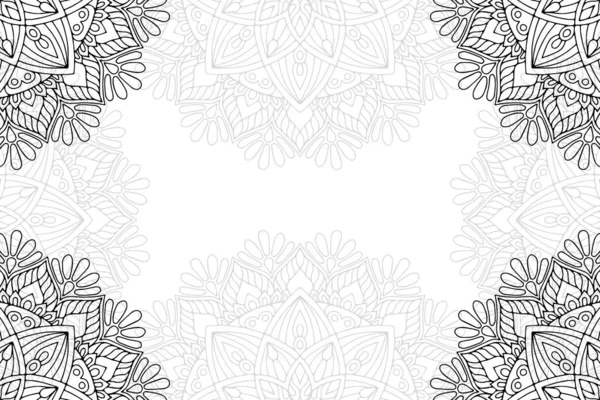 Padrão Sem Costura Mandala Simples Fundo Branco Ornamento Redondo Oriental — Vetor de Stock