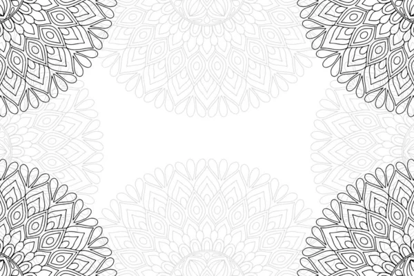 Padrão Sem Costura Mandala Simples Fundo Branco Ornamento Redondo Oriental — Vetor de Stock