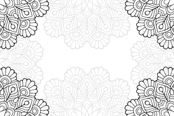 Padrão Sem Costura Mandala Simples Fundo Branco Ornamento Redondo Oriental —  Vetores de Stock